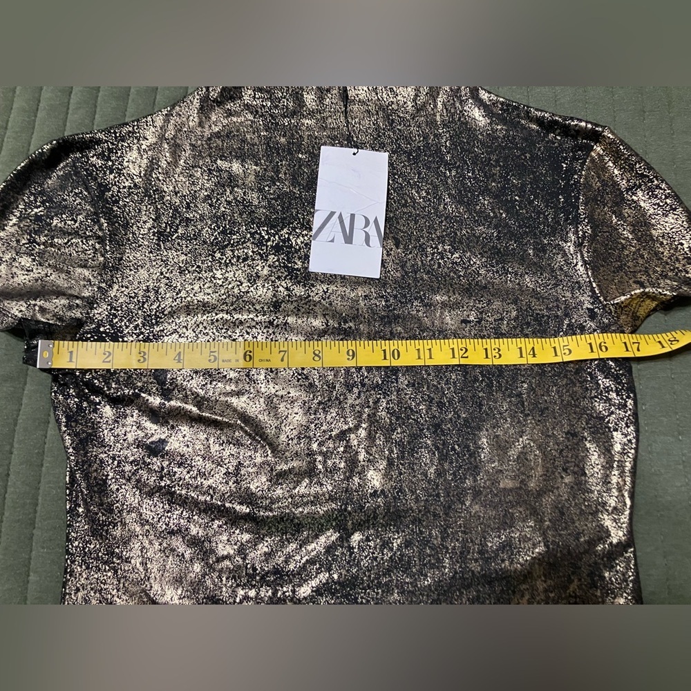 Zara Women's Metallic High Neck Bodysuit Short sleeve Gold - Picture 8 of 11